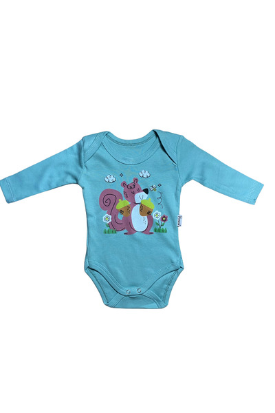 OEM Baby bodysuit with squirrel and acorn print, long sleeve