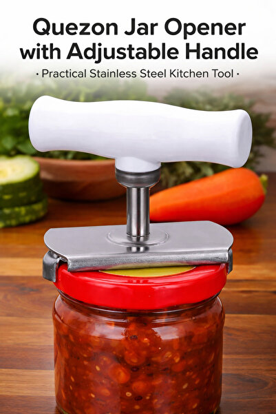 Tahwaz Adjustable Stainless Steel Jar Opener with Handle Kitchen Lid Opener Tool