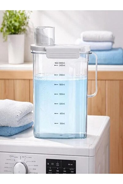 AVA Recipient Detergent cu Dozator 3L, Plastic Transparent, pentru Pudră sau ...