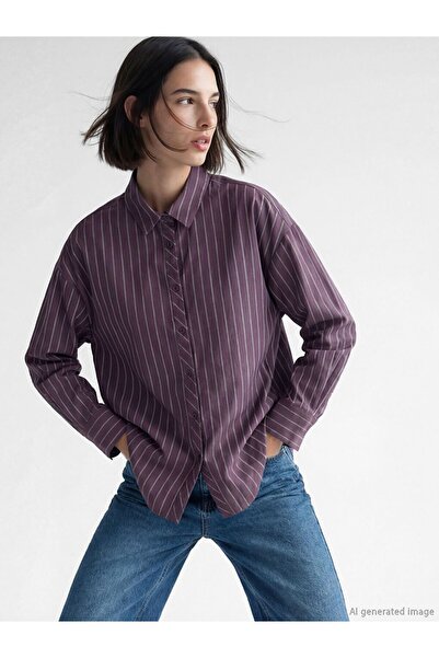 LC Waikiki LCW Vision Çizgili Oversize Kadın Gömlek