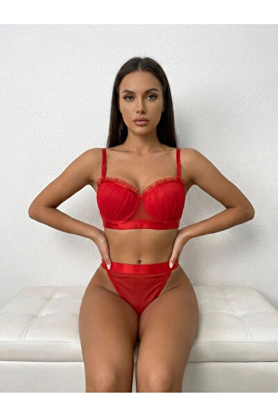 TAŞDELEN AVM Women's Half Padded Oyster Bra Set