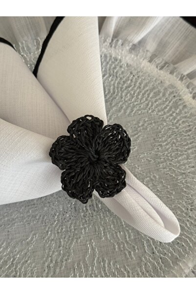 KaiAtelier 6-Piece Handmade Flower Napkin Ring / Napkin Ring - Black