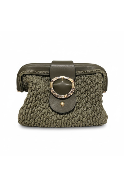 Mimoza Accessories حقيبة نسائية باللون الأخضر الكاكي - حقيبة يد أنيقة مصنوعة ...