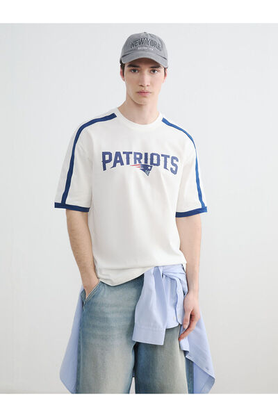 LC Waikiki Nevavm Patriots Printed Loose Fit Men's T-Shirt with Difference