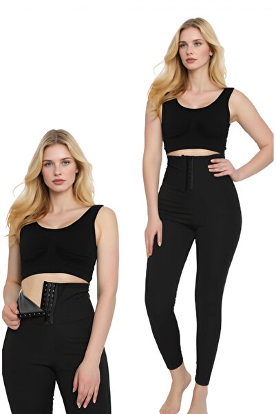 ROZELT Thermal Sauna Effect Sweat Leggings Corset - Adjustable Agrafla Adjust...