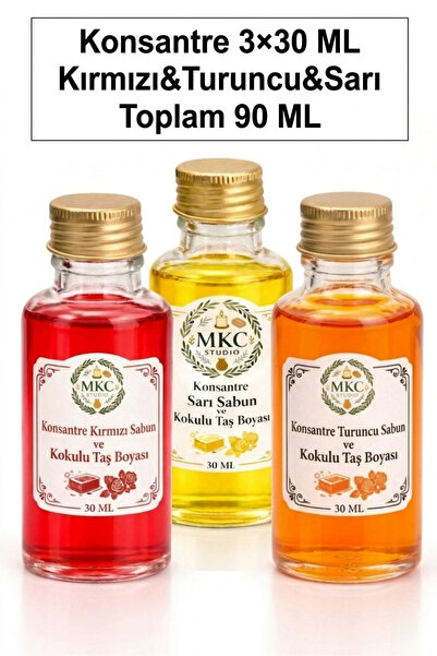 MKC STUDIO Konsantre Kırmızı&Turuncu&Sarı Sabun Bazı & Kokulu Taş Boyası 30ml...