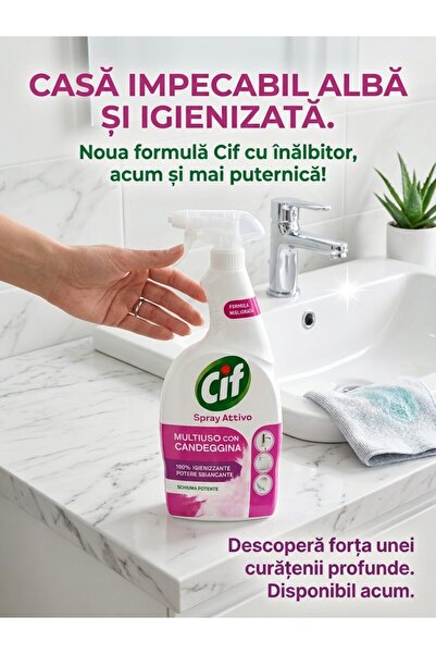 Cif Universal Active Cleaning Spray with Bleach, Sanitizing and Whitening Eff...
