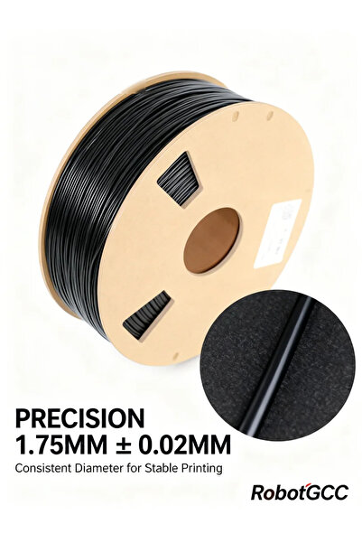 robotgcc خيط طابعة ثلاثية الأبعاد PLA ECO أسود 1.75 مم، 1 كجم، سهل الطباعة، ا...