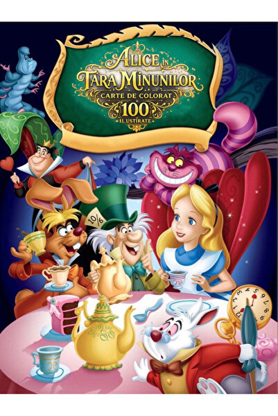 Disney Alice In Wonderland Coloring Book 100 Illustrations A4 Laminated Cardb...