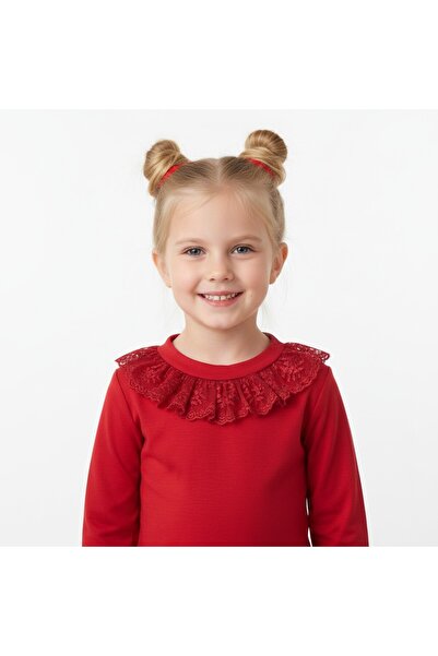 SeaBubbles Bluză pentru fetiță cu guler din dantelă