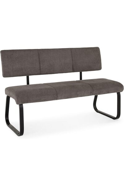 idimax IDIMEX Design Vilas 3 Seater Bench Seat with Backrest, Dark Grey Fabri...