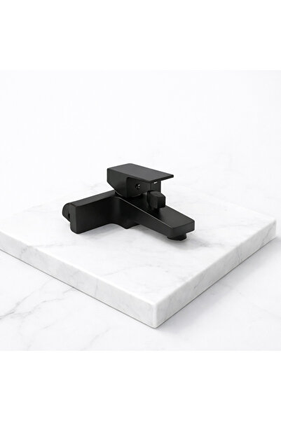 idimax خلاط حمام مربع الشكل باللون الأسود (Efes) - مطلي بالفرن - مصنوع بالكام...