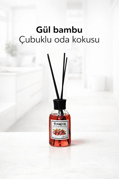 FREYR Oda Kokusu Çubuklu Gül 100 ml — Kalıcı Ortam Kokusu,Reed Diffuser