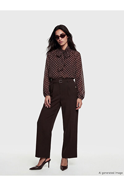 LC Waikiki Μπλούζα με πουά γιακά με καφέ φουλάρι LCW Vision από την NEVAVM - ...