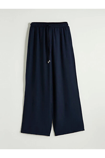 LC Waikiki Navy Blue Women's Wide Leg Pants with Elastic Waist