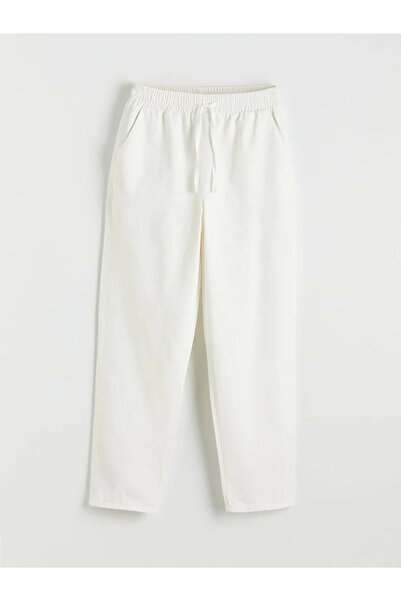 LC Waikiki Pantaloni de damă Ecru cu talie elastică