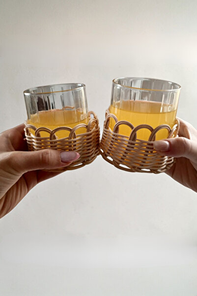 MaviMarinUrla El Yapımı Rattan Bambu Çerezlik ve Bardak Altlığı, Çok Amaçlı H...