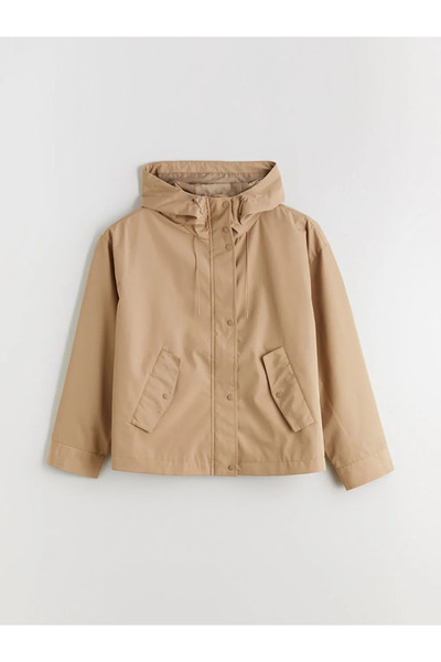 LC Waikiki Beige Hooded Oversized Women's Raincoat