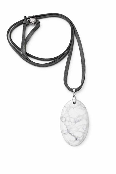 JİMNY JEWELRY Noma Real Leather Suede Rope Natural Stone End Multi-Use Necklace