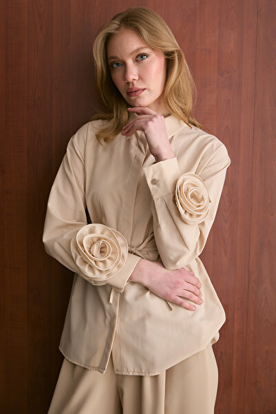 Melike Tatar Floral Brooch Shirt 32-2741