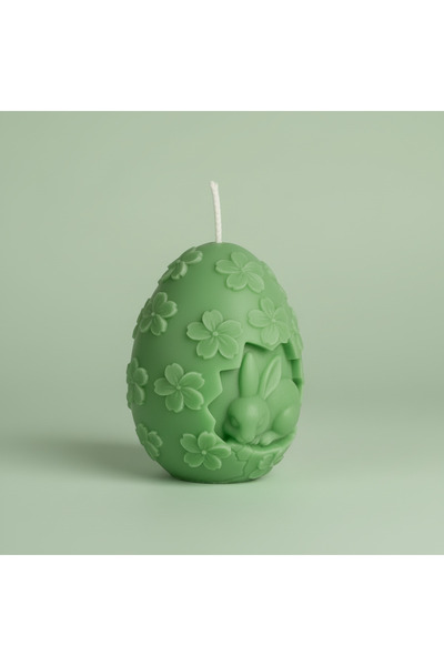 Claren Candles Lumanare parfumata ou cu iepuras de Paste- Handmade, ceara naturala de soia