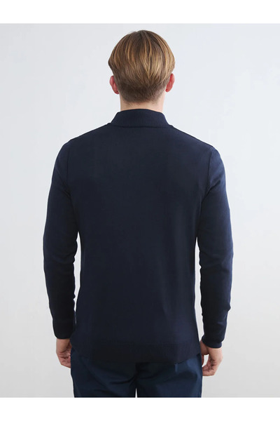 LC Waikiki Navy Blue Stand Collar Men's Knitwear Sweater