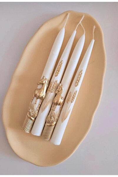 SCA CANDLE Dekoratif Mum At Model Beyaz Renk 2 2'li 20x2 cm Modern Dekoratif ...