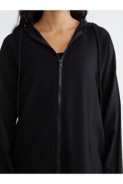 LC Waikiki Μαύρο με κουκούλα oversized Γυναικείο τουνίκ