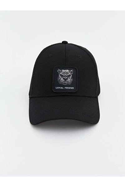 LC Waikiki Black Animal Embroidered Men's Cap Hat