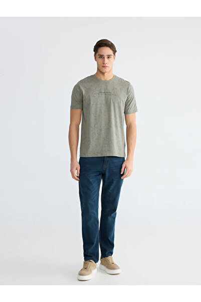 LC Waikiki Khaki Crew Neck Printed Men's T-Shirt