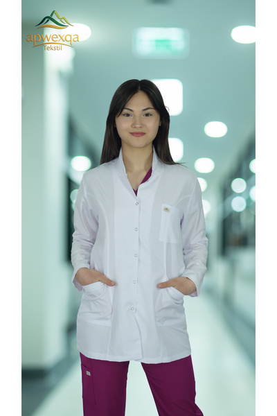 apwexqa tekstil Hakim Yaka Long Sleeve Short Length Doctor Nurse Teacher Ecza...