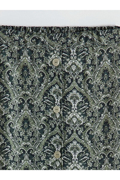 LC Waikiki Green Patterned A-Line Skirt with Elastic Waist