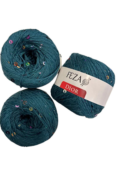 FEZA GROUP Dior Fantezi Pullu El Örgü İpliği, 100 gr, 310 m. (1 Adet)