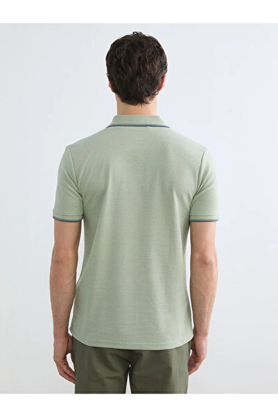 LC Waikiki Khaki Polo Collar Men's Textured T-Shirt