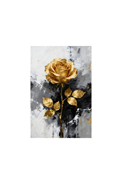VeliumCraft Tablou Canvas Trandafir golden, 90x60cm, stilizat, stil pictura