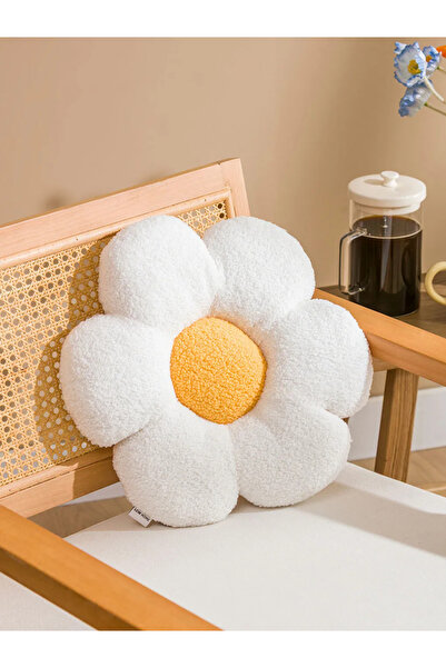 LC Waikiki Λευκό διακοσμητικό μαξιλάρι με φιγούρες λουλουδιών