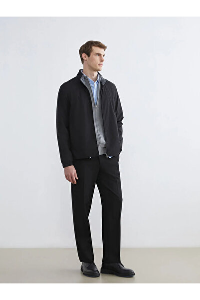 LC Waikiki Black Standard Fit Stand Collar Men's Coat