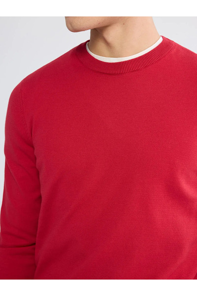 LC Waikiki Red Crew Neck Men's Knitwear Sweater