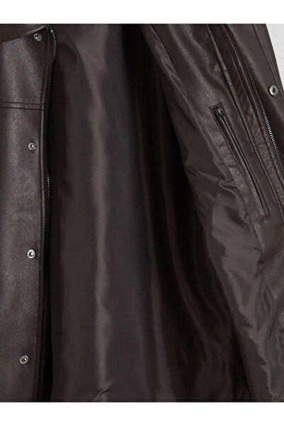 LC Waikiki Brown Standard Fit Men's Leather Look Coat