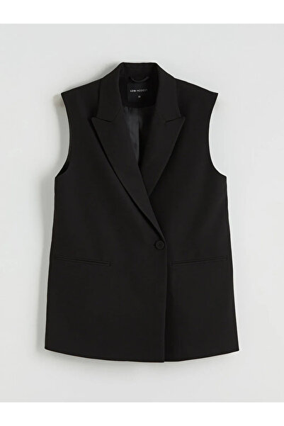 LC Waikiki Черно кръстосано якиче Дамско класическо жилетче