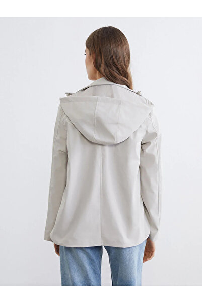 LC Waikiki Beige Hooded Women's Raincoat