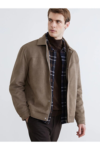 LC Waikiki Beige Shirt Collar Suede Men's Jacket
