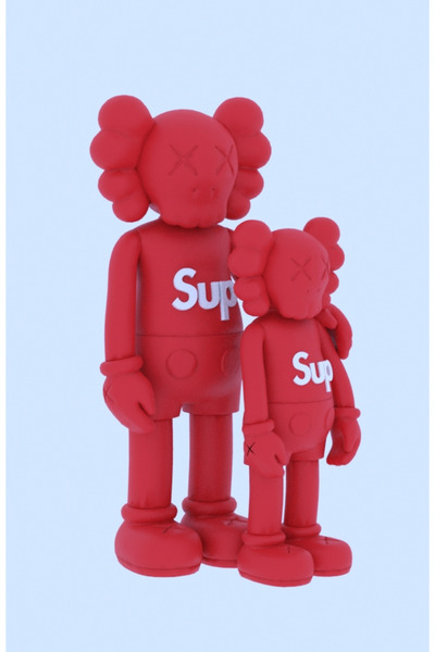 3d layer craft Kaws X Supreme Figür 2'li 20 cm