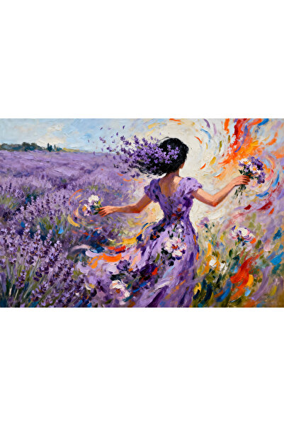 VeliumCraft Tablou Canvas Dansul florilor feminin 6, 90x60cm, stil pictura