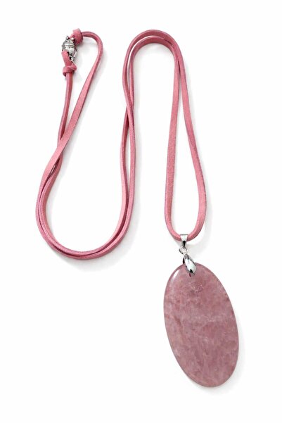 JİMNY JEWELRY Noma Real Leather Suede Rope Natural Stone End Multi-Use Necklace