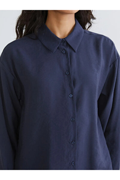 LC Waikiki Γυναικείο πουκάμισο τουνίκ σε μπλε ναυτικό oversized Modal Blended