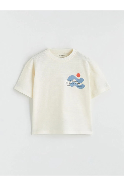 LC Waikiki Beige Printed Boy's T-Shirt