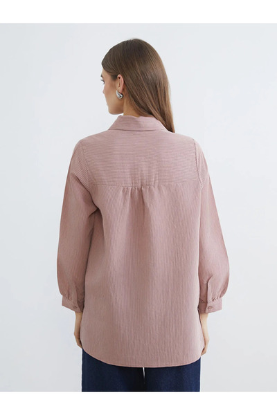 LC Waikiki Ροζ Μοντάλ Μικτό oversized Γυναικείο πουκάμισο τουνίκ