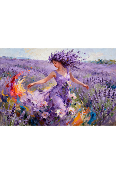 VeliumCraft Tablou Canvas Dansul florilor feminin 5, 90x60cm, stil pictura