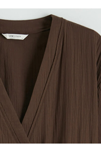 LC Waikiki Kimono maro pentru femei, cu guler dublu și textură